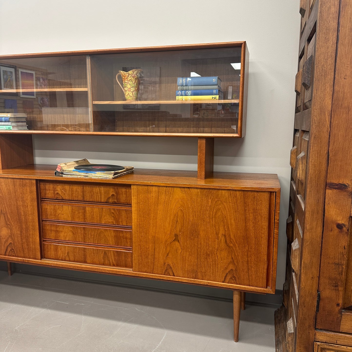 Mid-Century Modern Danish 2-Piece Sideboard & Hutch
