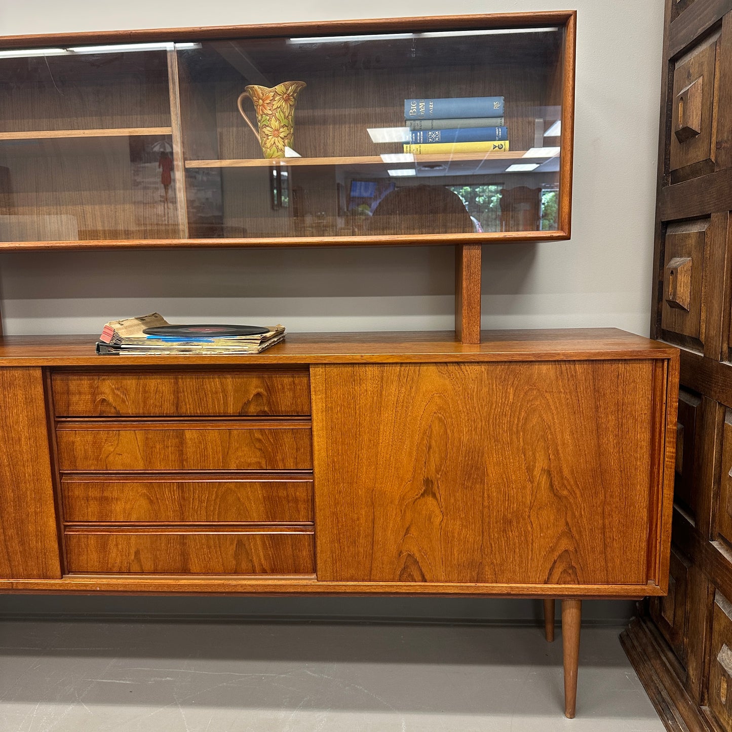 Mid-Century Modern Danish 2-Piece Sideboard & Hutch