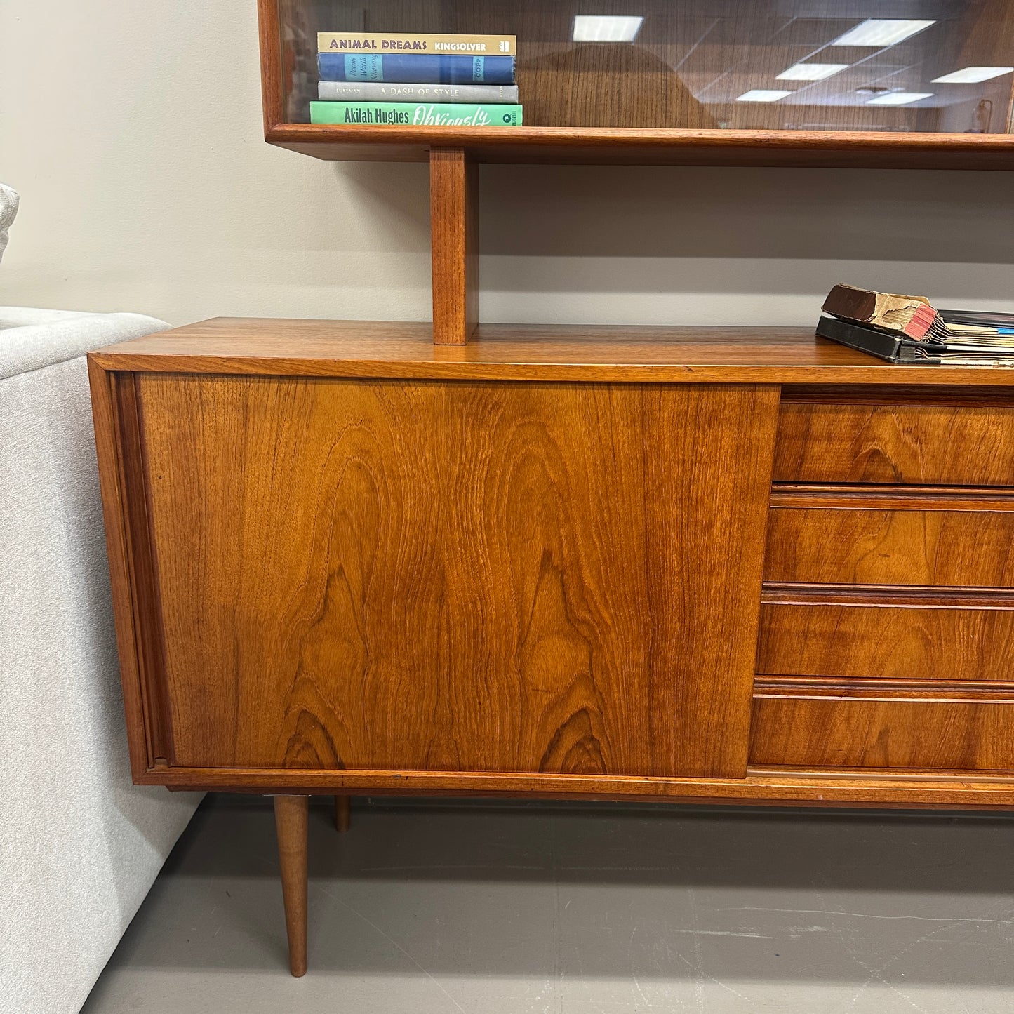 Mid-Century Modern Danish 2-Piece Sideboard & Hutch