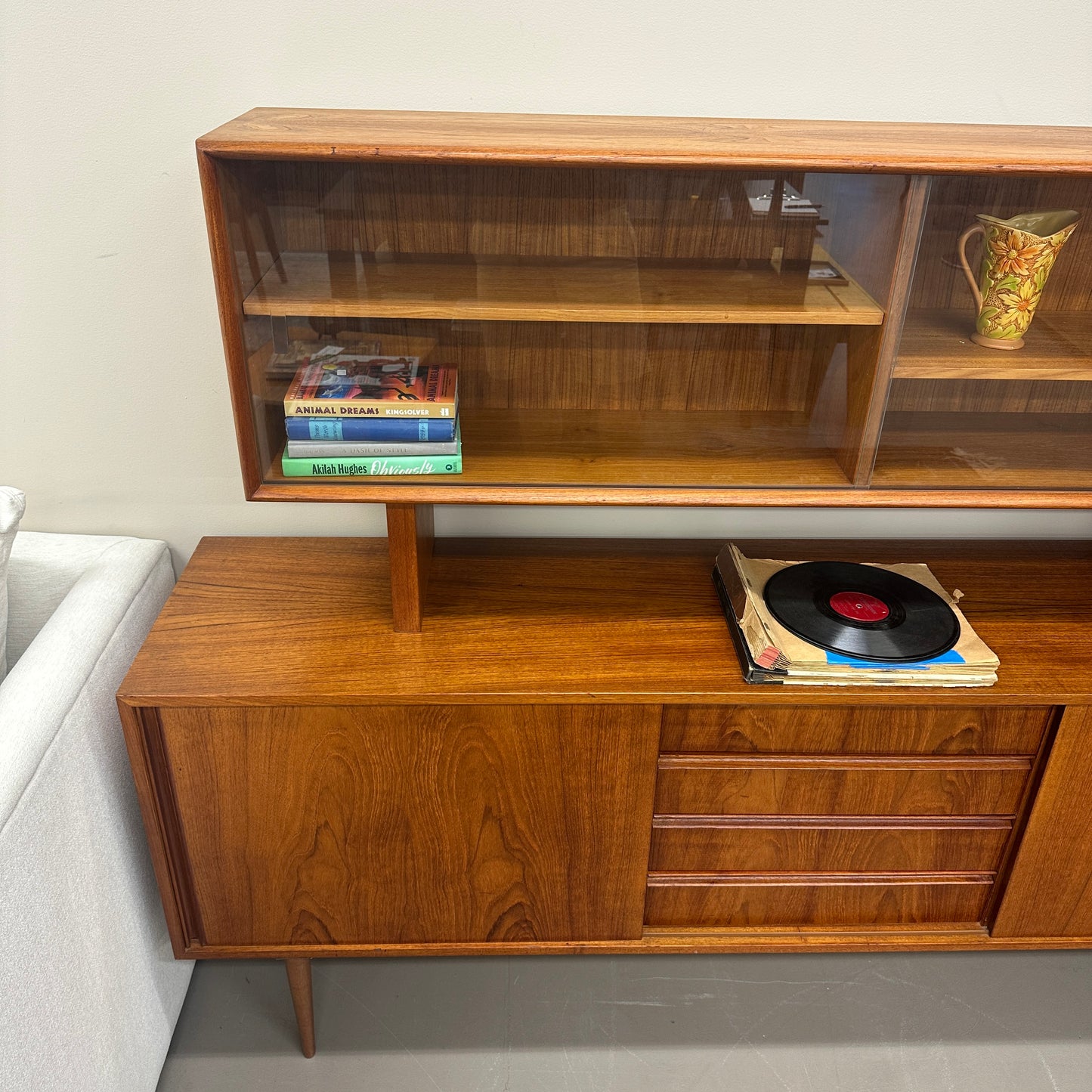 Mid-Century Modern Danish 2-Piece Sideboard & Hutch