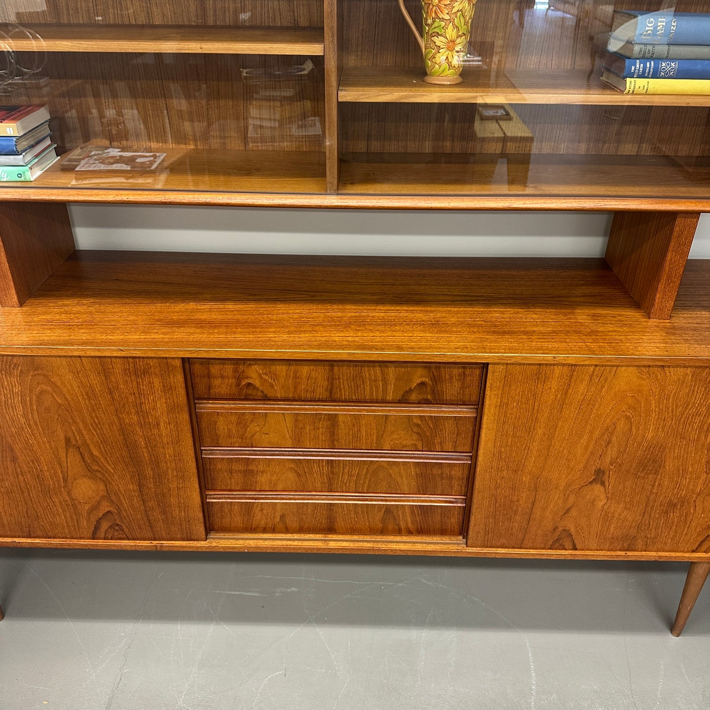 Mid-Century Modern Danish 2-Piece Sideboard & Hutch