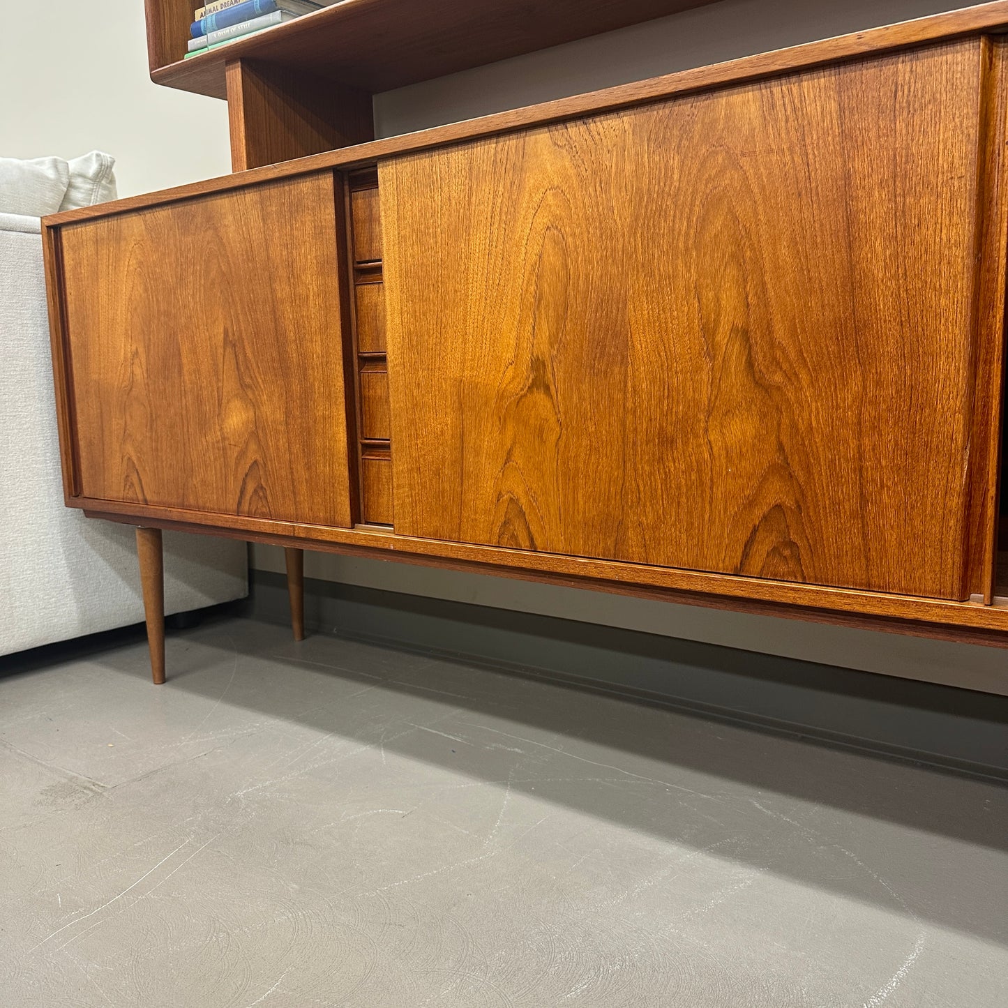 Mid-Century Modern Danish 2-Piece Sideboard & Hutch