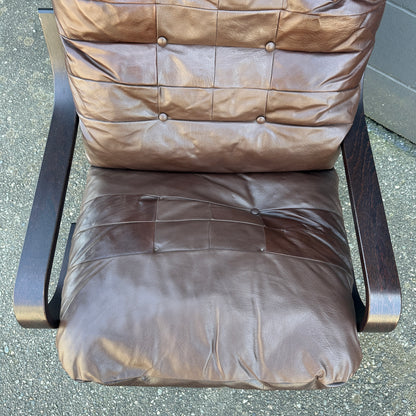 Spanish 1970s Leather Swivel Chair