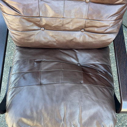 Spanish 1970s Leather Swivel Chair