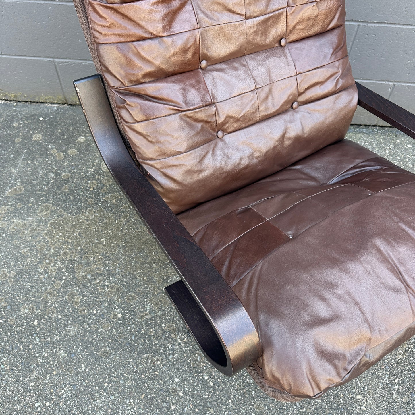 Spanish 1970s Leather Swivel Chair
