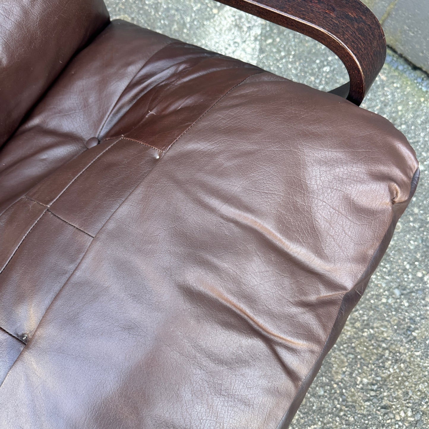 Spanish 1970s Leather Swivel Chair
