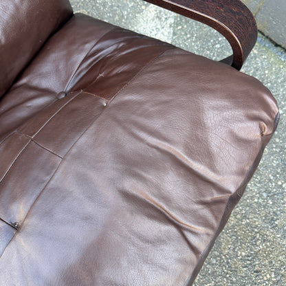 Spanish 1970s Leather Swivel Chair