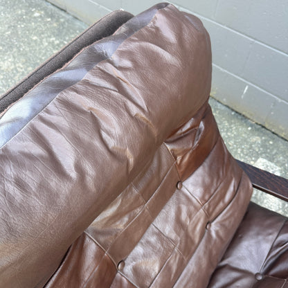 Spanish 1970s Leather Swivel Chair