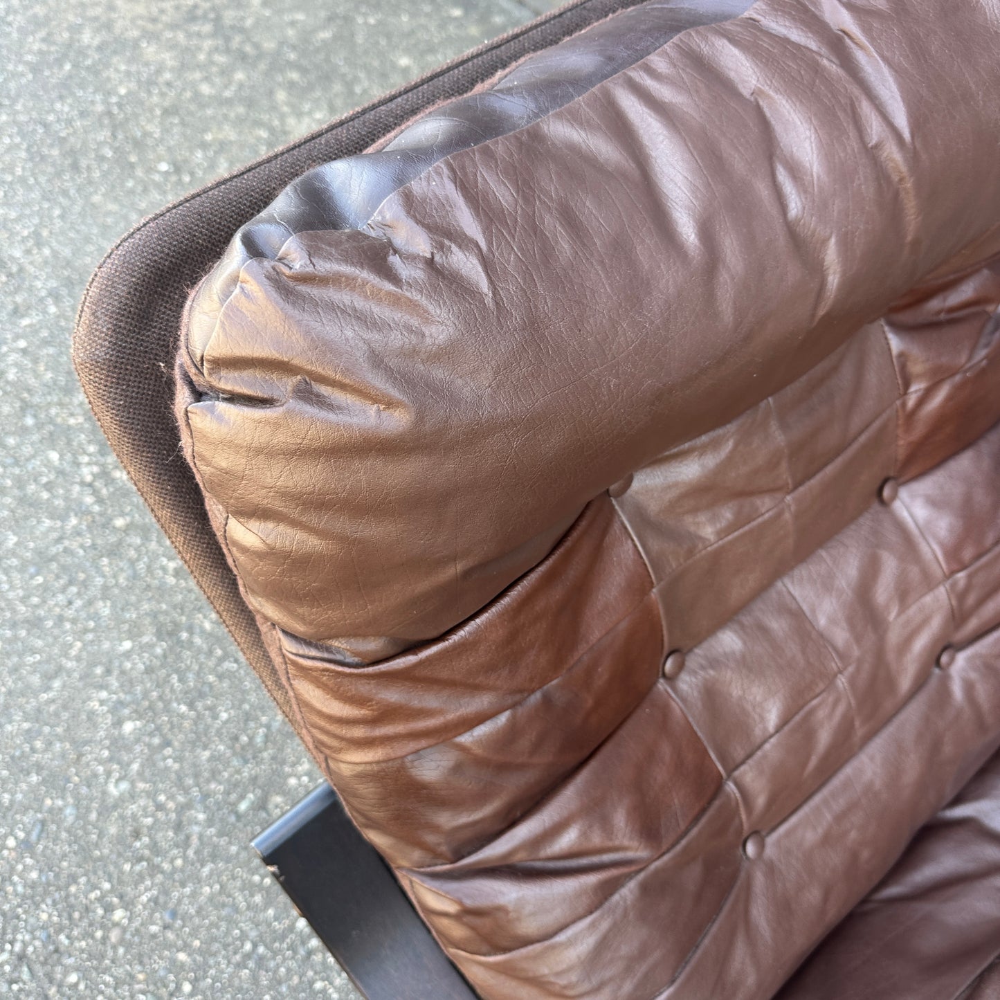 Spanish 1970s Leather Swivel Chair