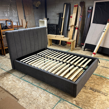 Modern Grey Double Bed with Lift-Up Storage