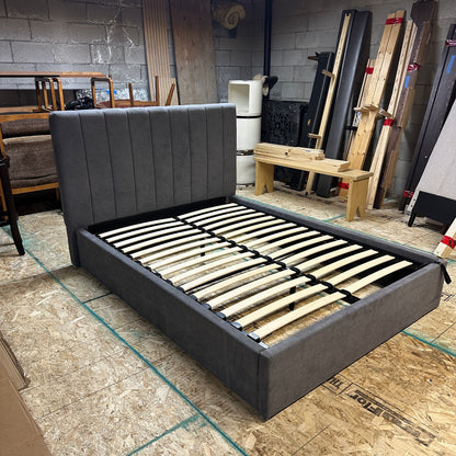 Modern Grey Double Bed with Lift-Up Storage