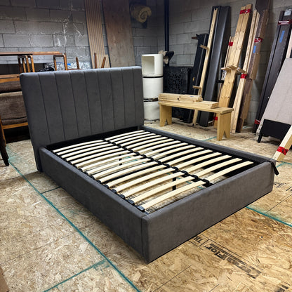 Modern Grey Double Bed with Lift-Up Storage