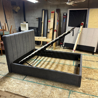 Modern Grey Double Bed with Lift-Up Storage