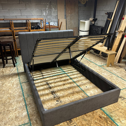 Modern Grey Double Bed with Lift-Up Storage