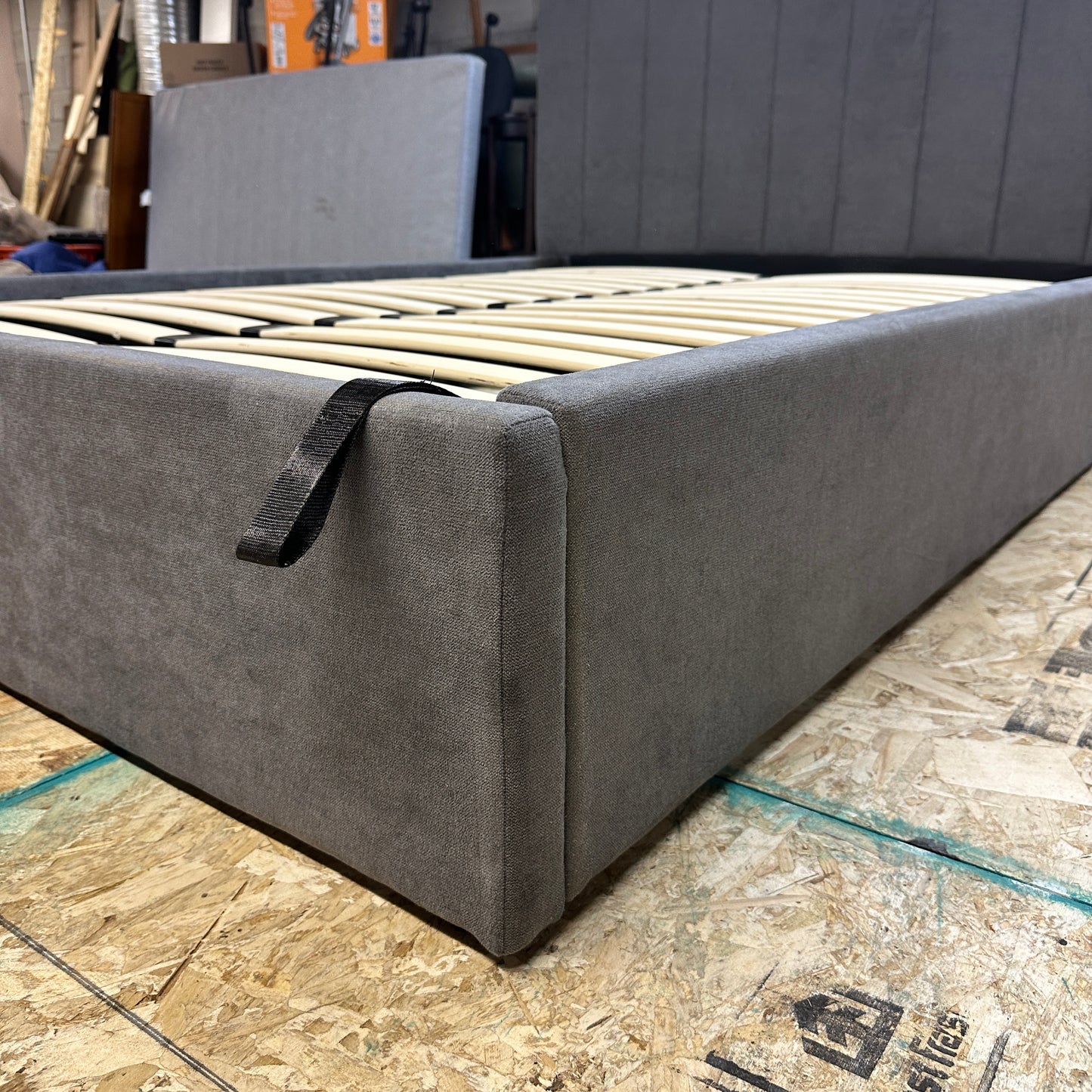 Modern Grey Double Bed with Lift-Up Storage