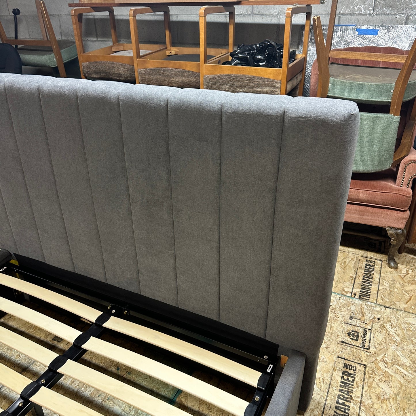 Modern Grey Double Bed with Lift-Up Storage