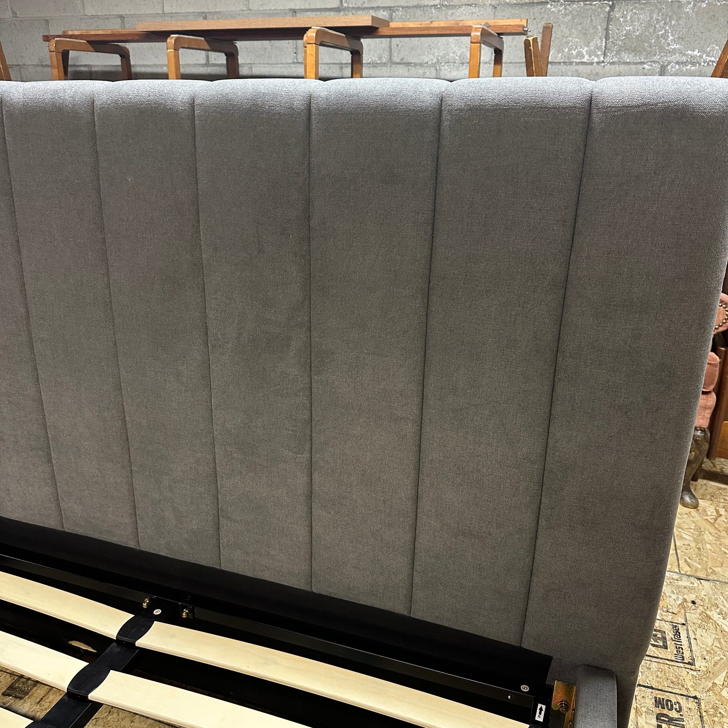 Modern Grey Double Bed with Lift-Up Storage