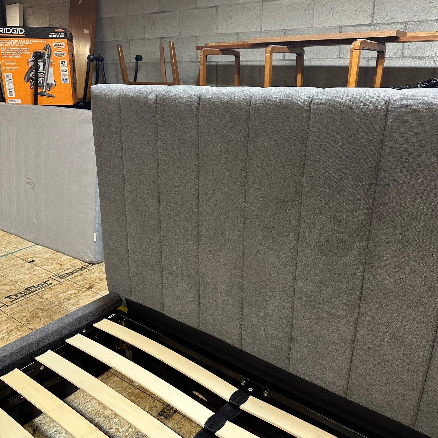 Modern Grey Double Bed with Lift-Up Storage