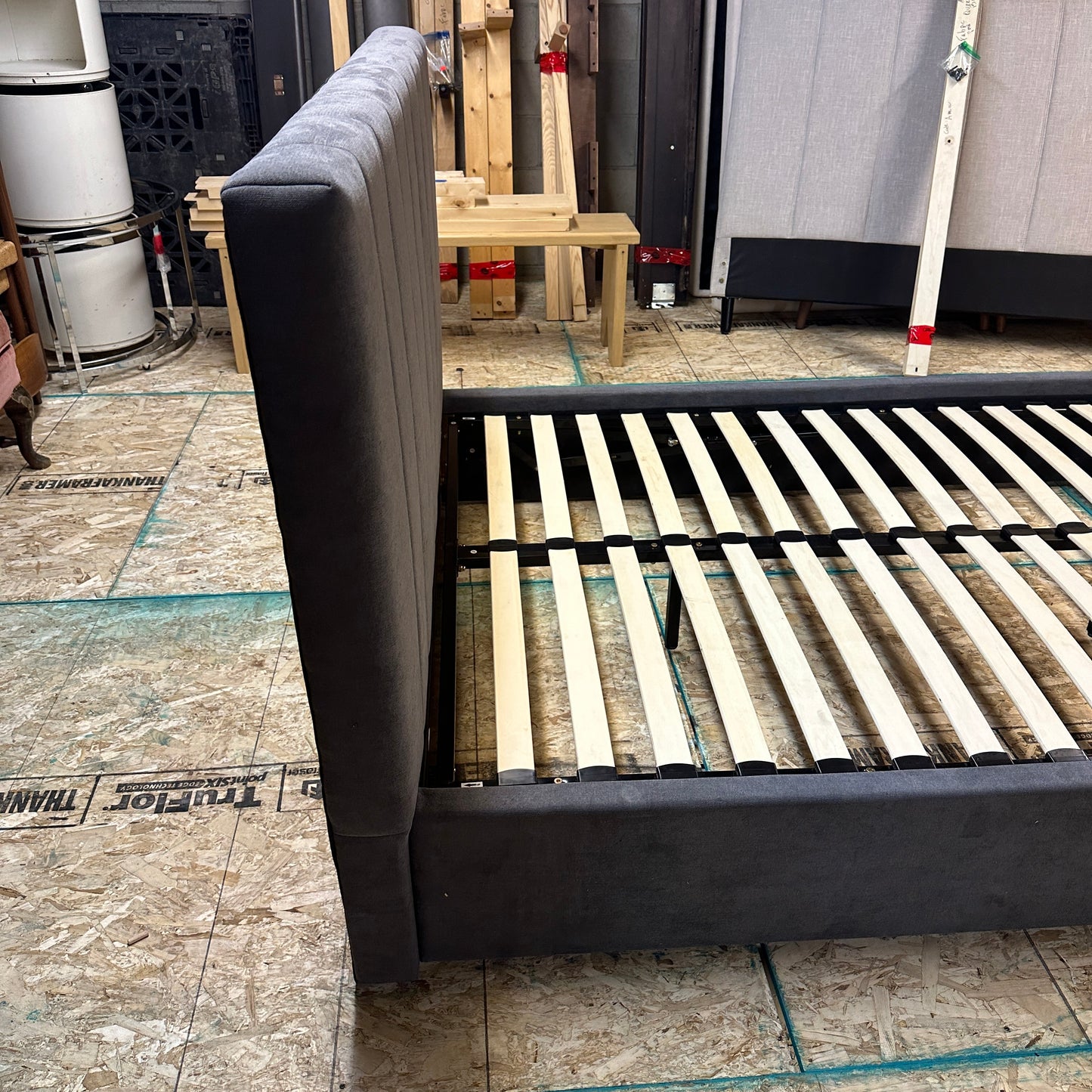 Modern Grey Double Bed with Lift-Up Storage