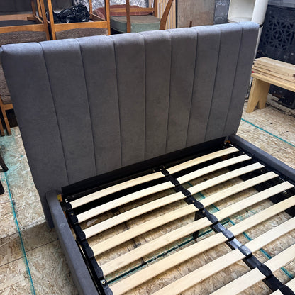 Modern Grey Double Bed with Lift-Up Storage