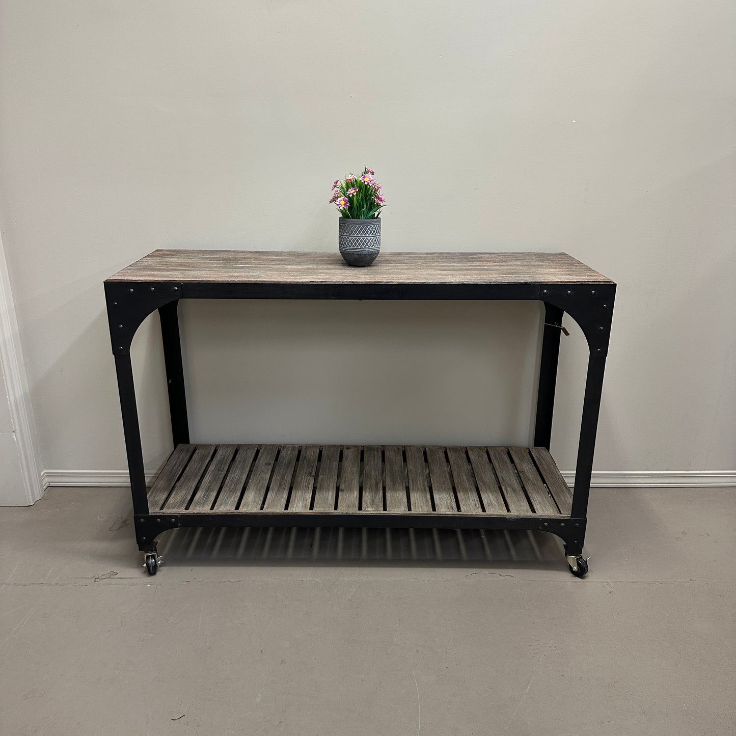 Industrial-Style Console Table on Wheels
