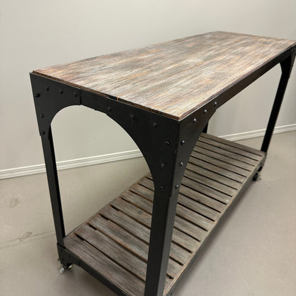 Industrial-Style Console Table on Wheels