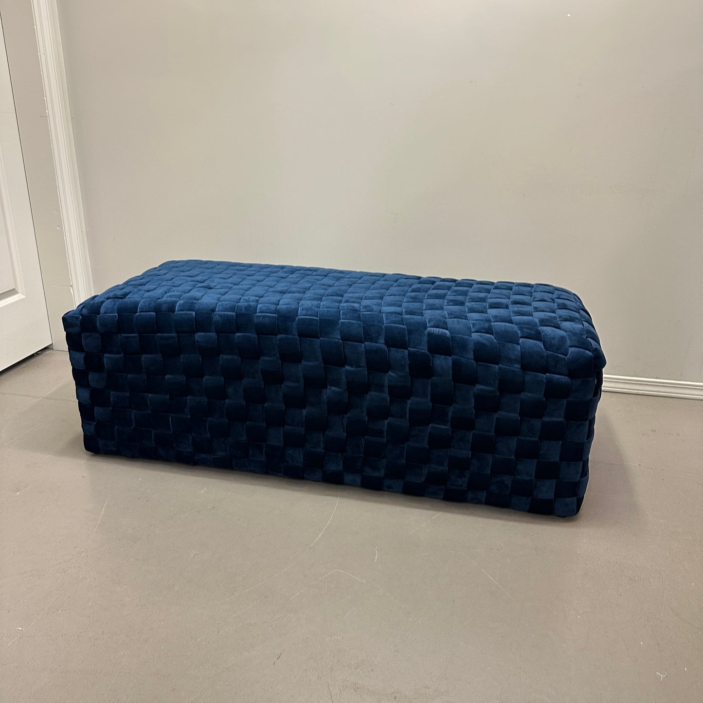 Diamond Navy Velvet Upholstered Bench