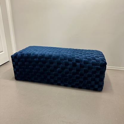 Diamond Navy Velvet Upholstered Bench