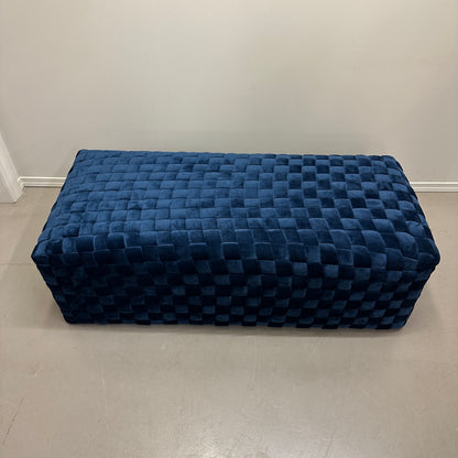 Diamond Navy Velvet Upholstered Bench