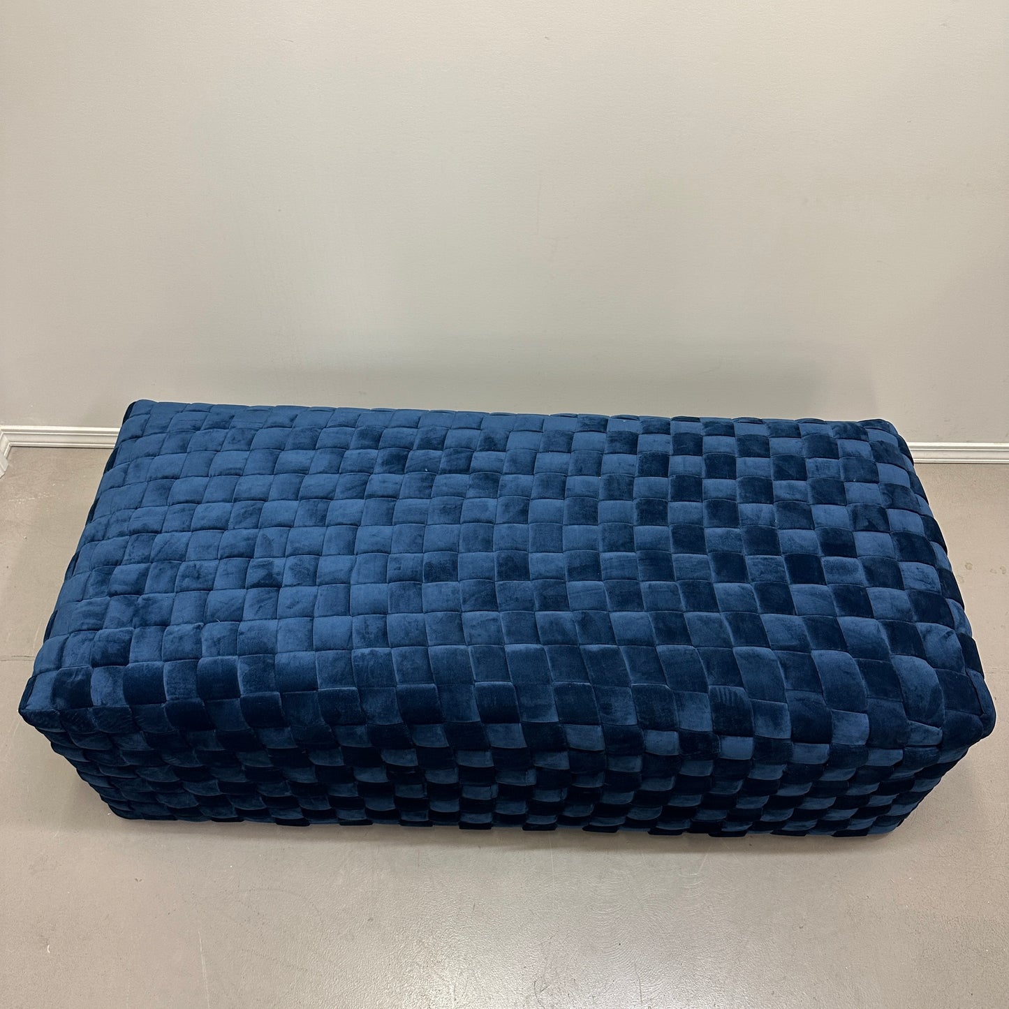 Diamond Navy Velvet Upholstered Bench