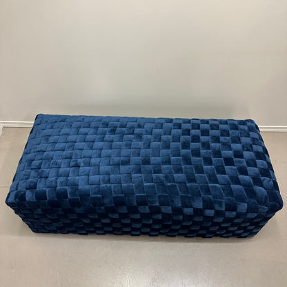 Diamond Navy Velvet Upholstered Bench