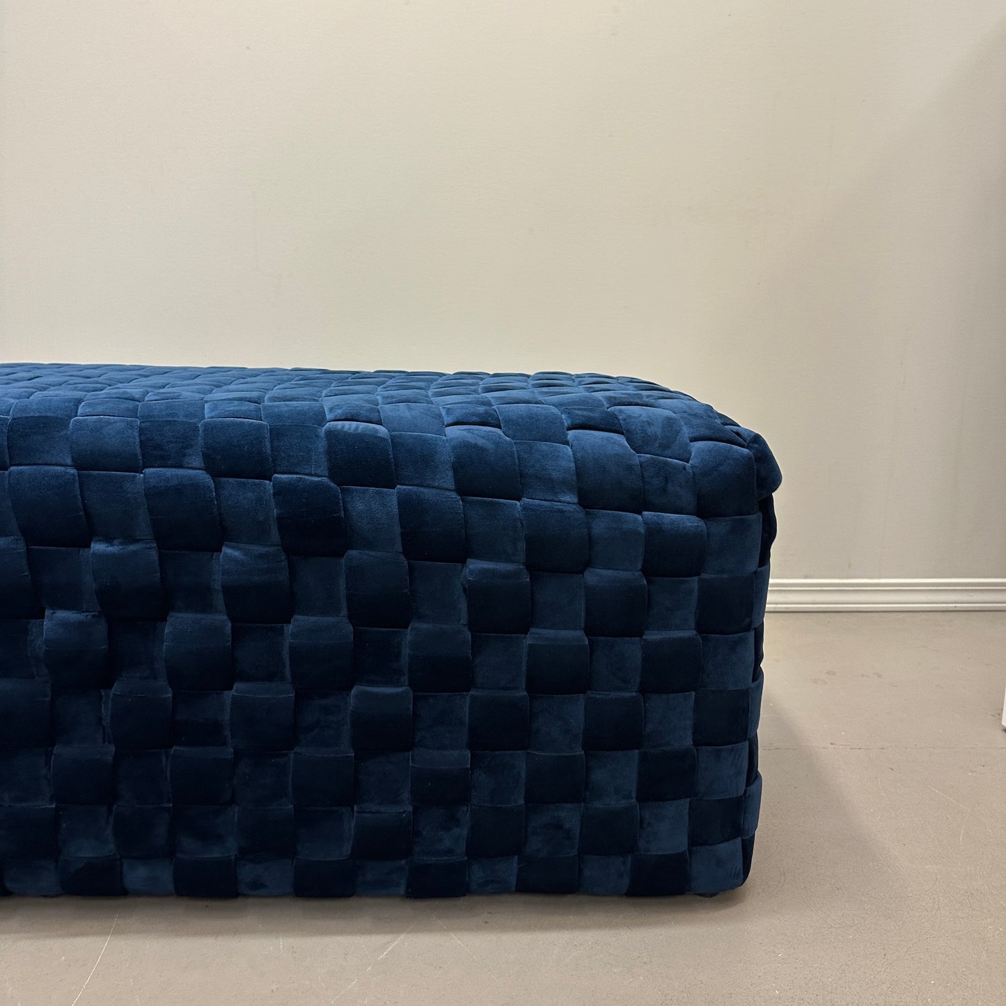 Diamond Navy Velvet Upholstered Bench
