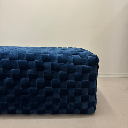 Diamond Navy Velvet Upholstered Bench