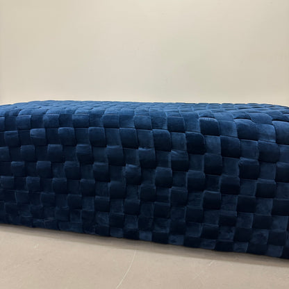 Diamond Navy Velvet Upholstered Bench