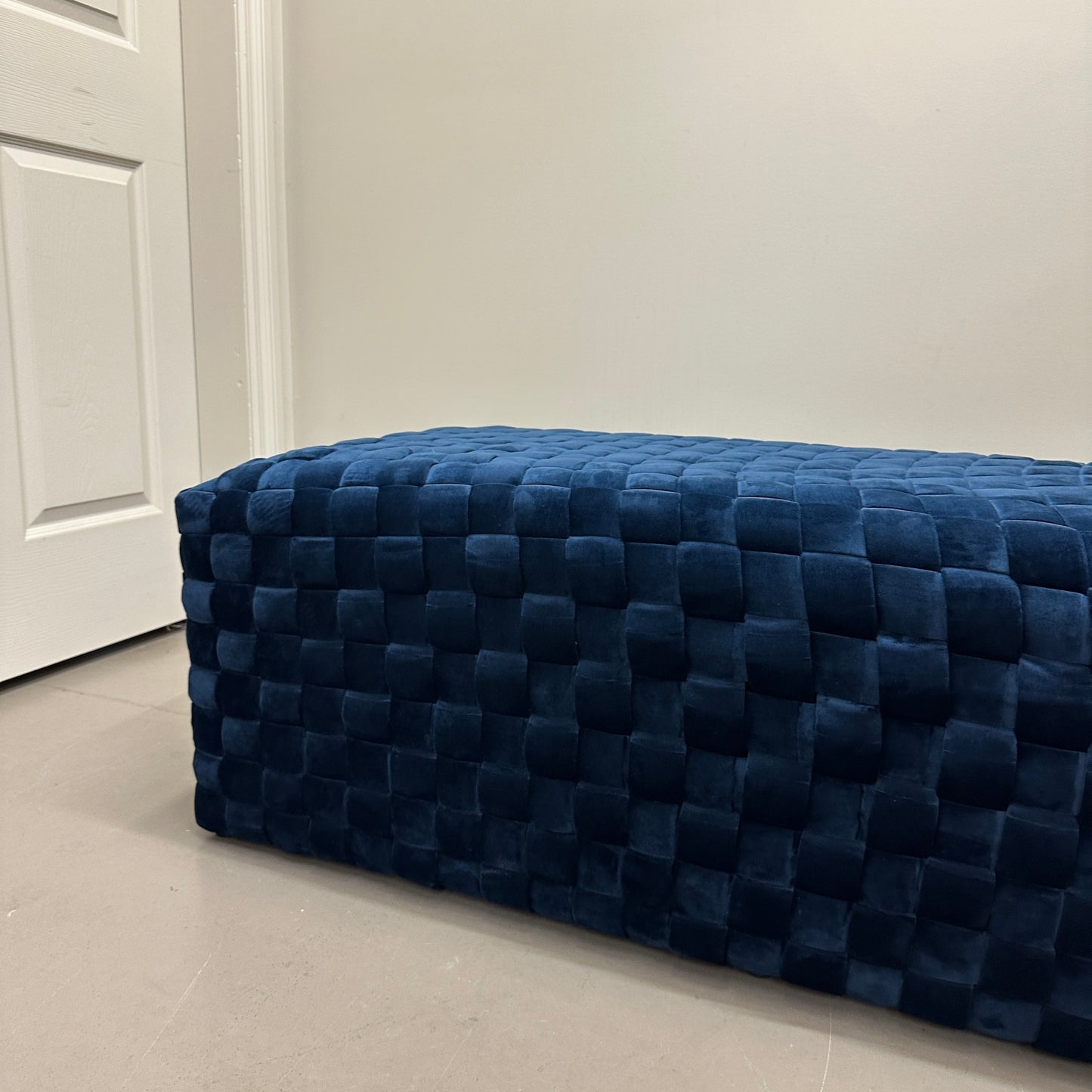 Diamond Navy Velvet Upholstered Bench