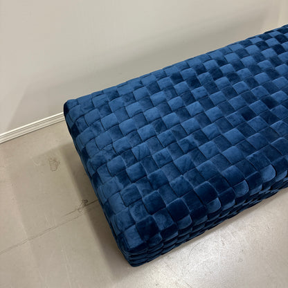 Diamond Navy Velvet Upholstered Bench