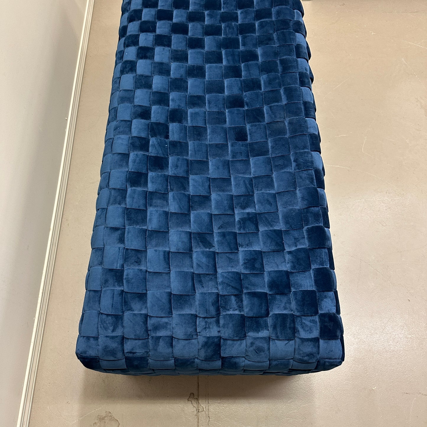 Diamond Navy Velvet Upholstered Bench