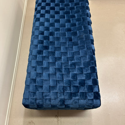 Diamond Navy Velvet Upholstered Bench