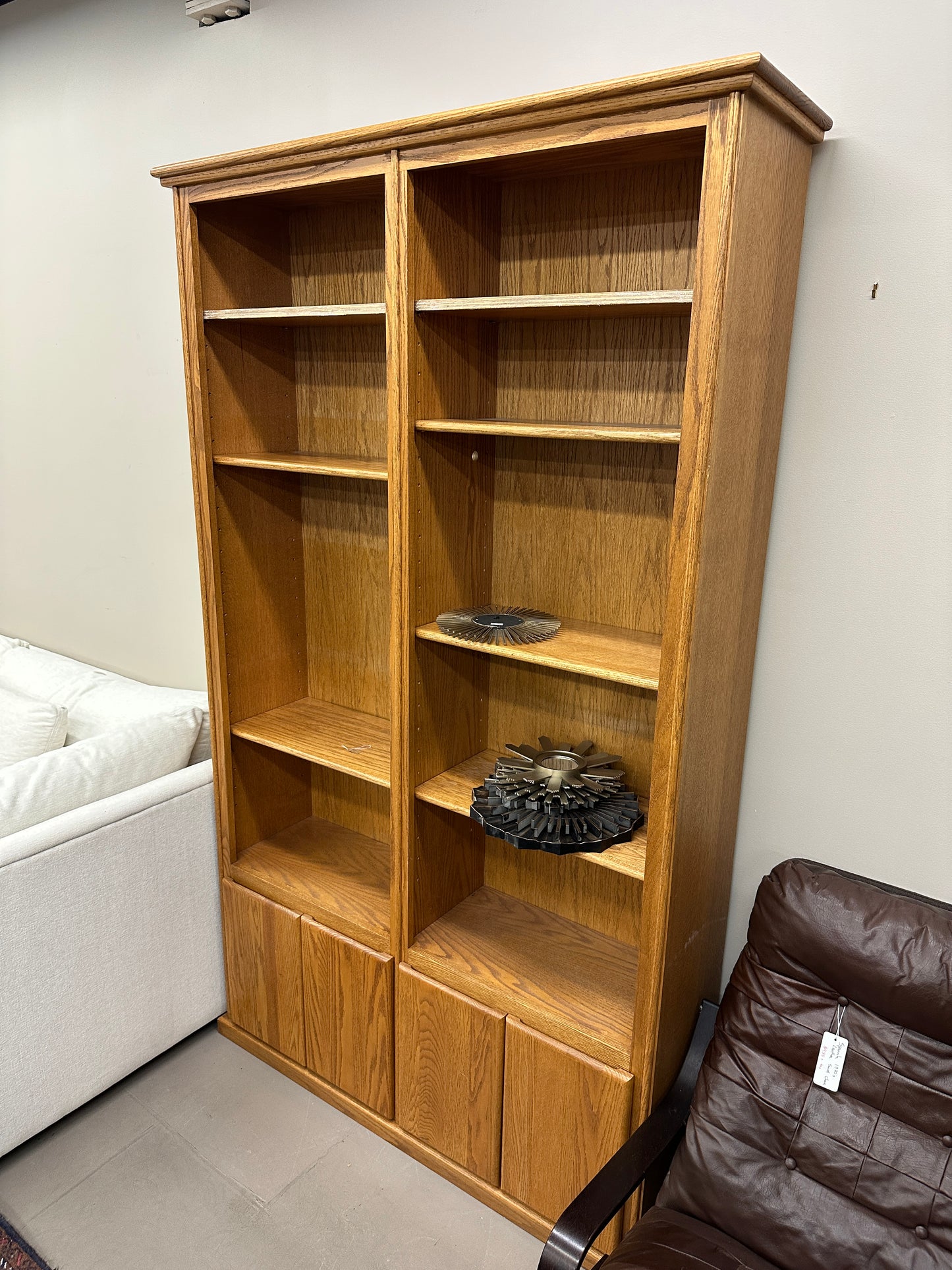 Vintage Oak Double-Bookcase