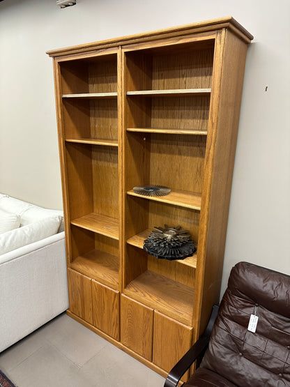 Vintage Oak Double-Bookcase