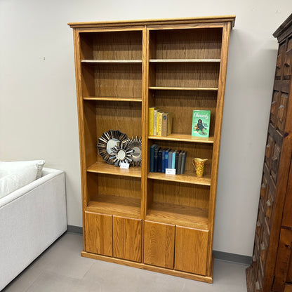 Vintage Oak Double-Bookcase