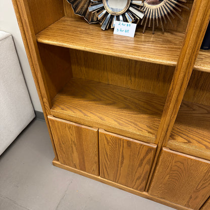Vintage Oak Double-Bookcase