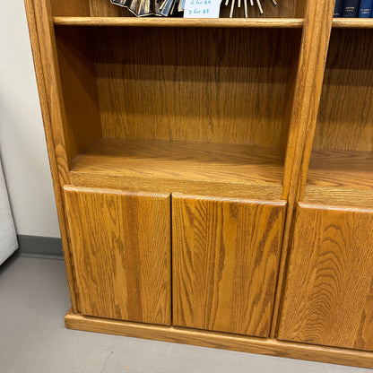 Vintage Oak Double-Bookcase