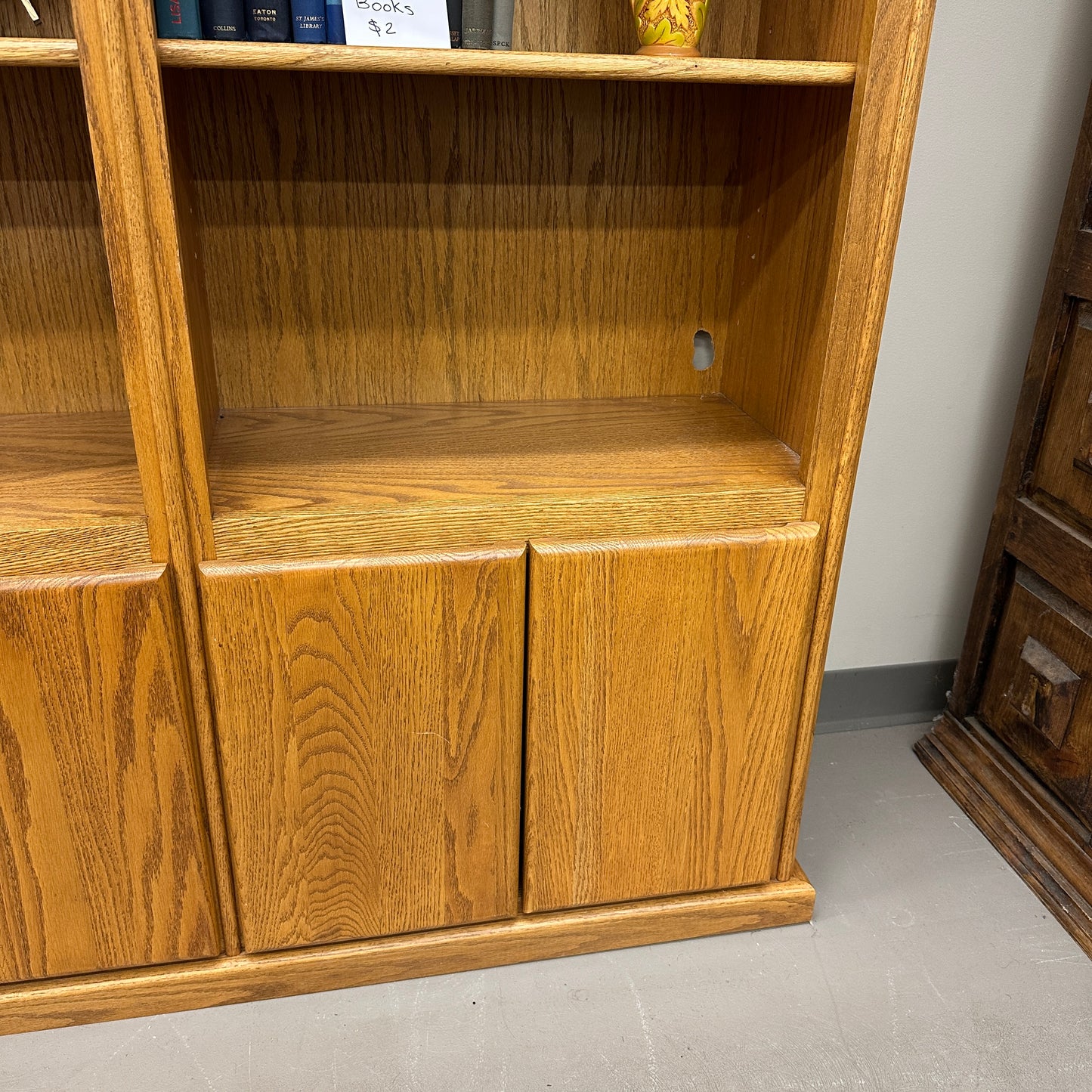 Vintage Oak Double-Bookcase