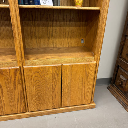 Vintage Oak Double-Bookcase