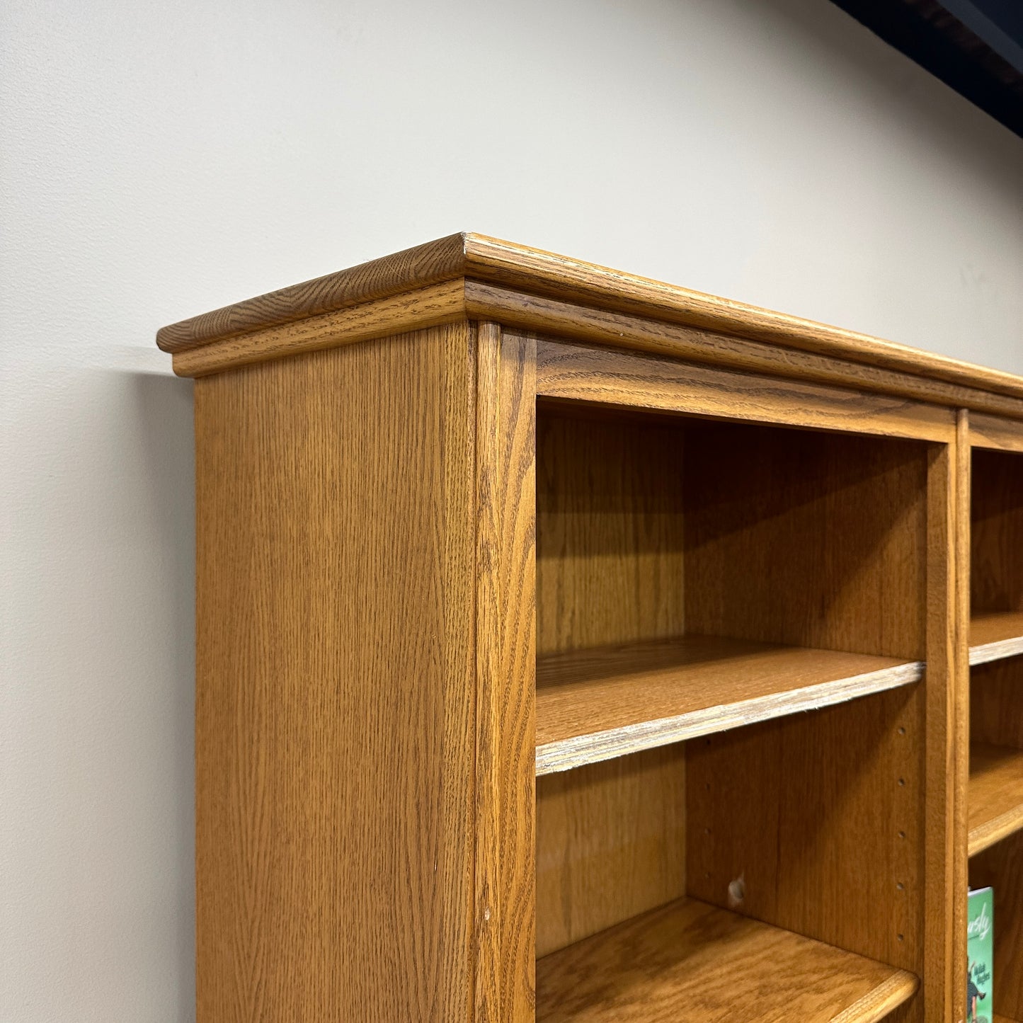 Vintage Oak Double-Bookcase