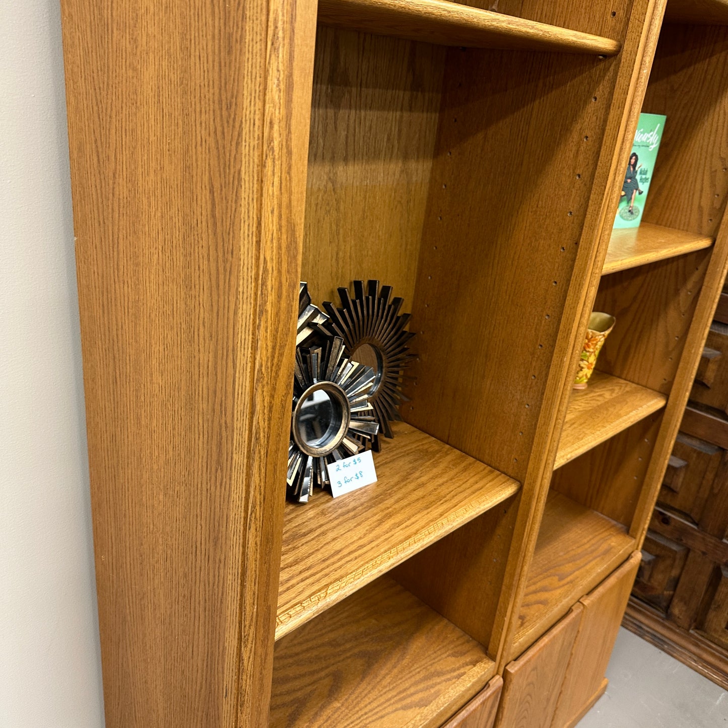 Vintage Oak Double-Bookcase