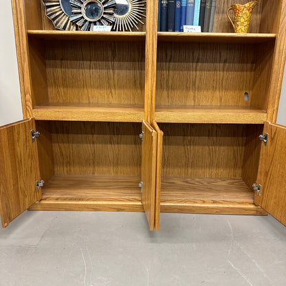 Vintage Oak Double-Bookcase