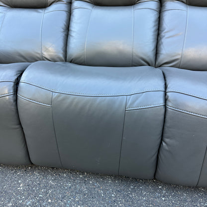 Grey Leather Power Recliner Sofa
