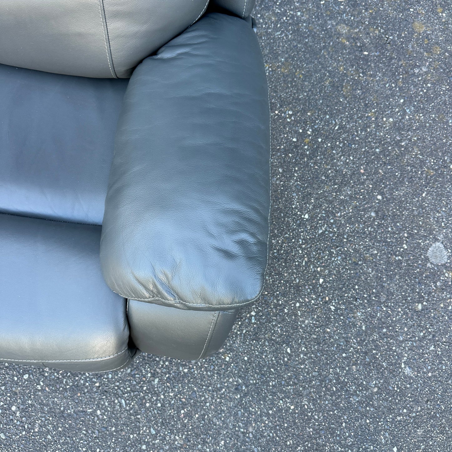 Grey Leather Power Recliner Sofa